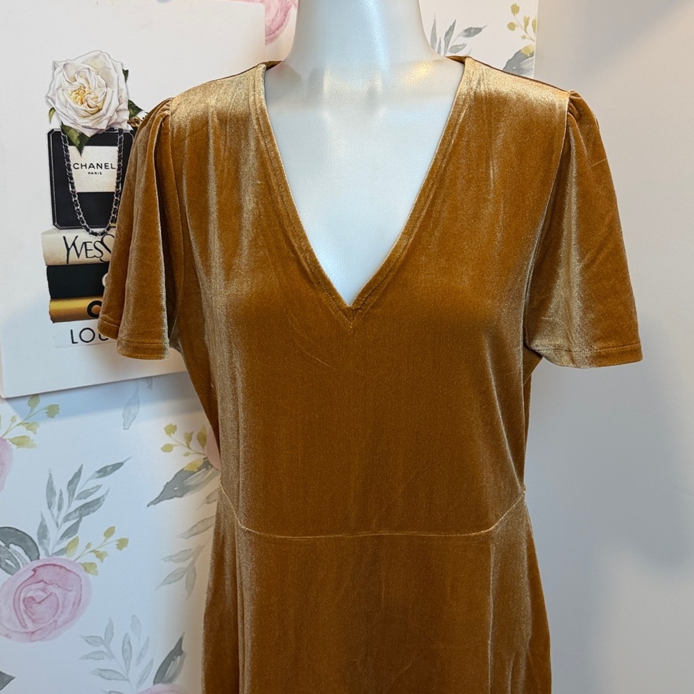 Madewell V-Neck Flutter Velvet Dress - Picture 3 of 4